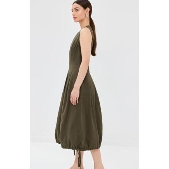 Proenza Schouler White Label Marley Bubble Hem Dress Olive Green NWT Size 2 - Picture 3 of 5